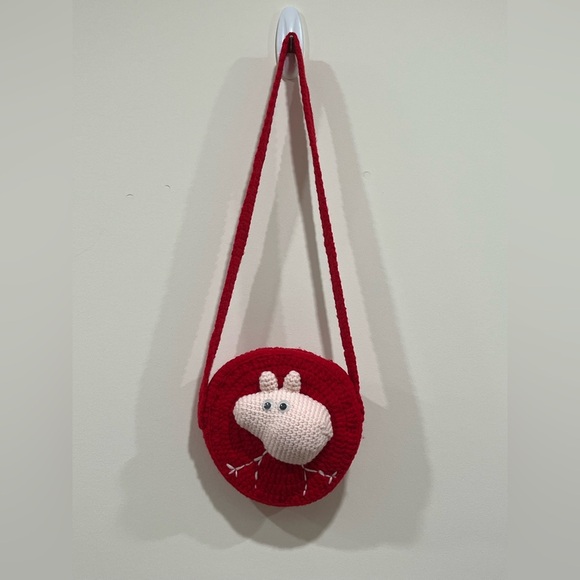 Red Crochet Kids Bag with Cute Character - Picture 2 of 8